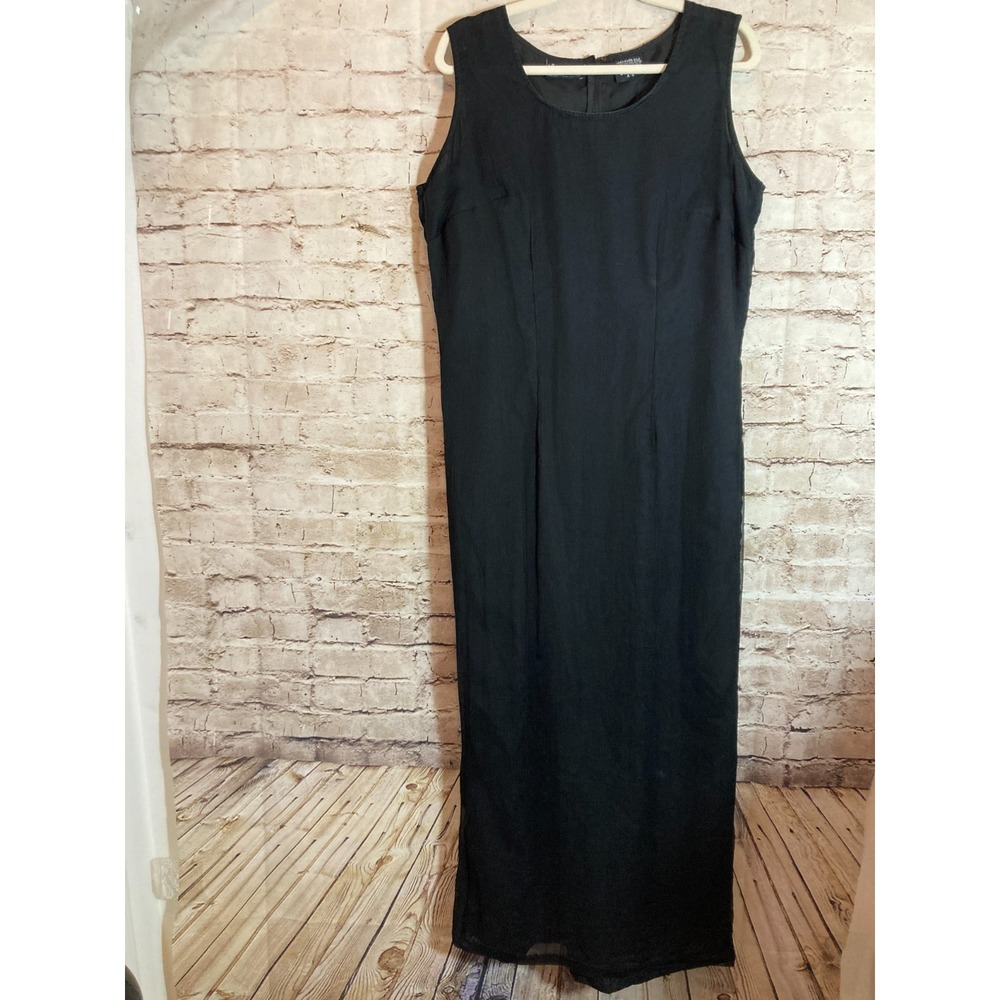 Vintage Jewel Queen Silk Chiffon Maxi‎ Dress Womens 8 Black Grunge Whimsigoth